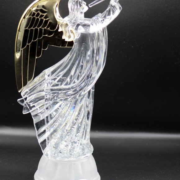 Angels Wings Trumpet Led Light Up Figurine Swirling Glitter Sparkling Snow Globe - Picture 7 of 8